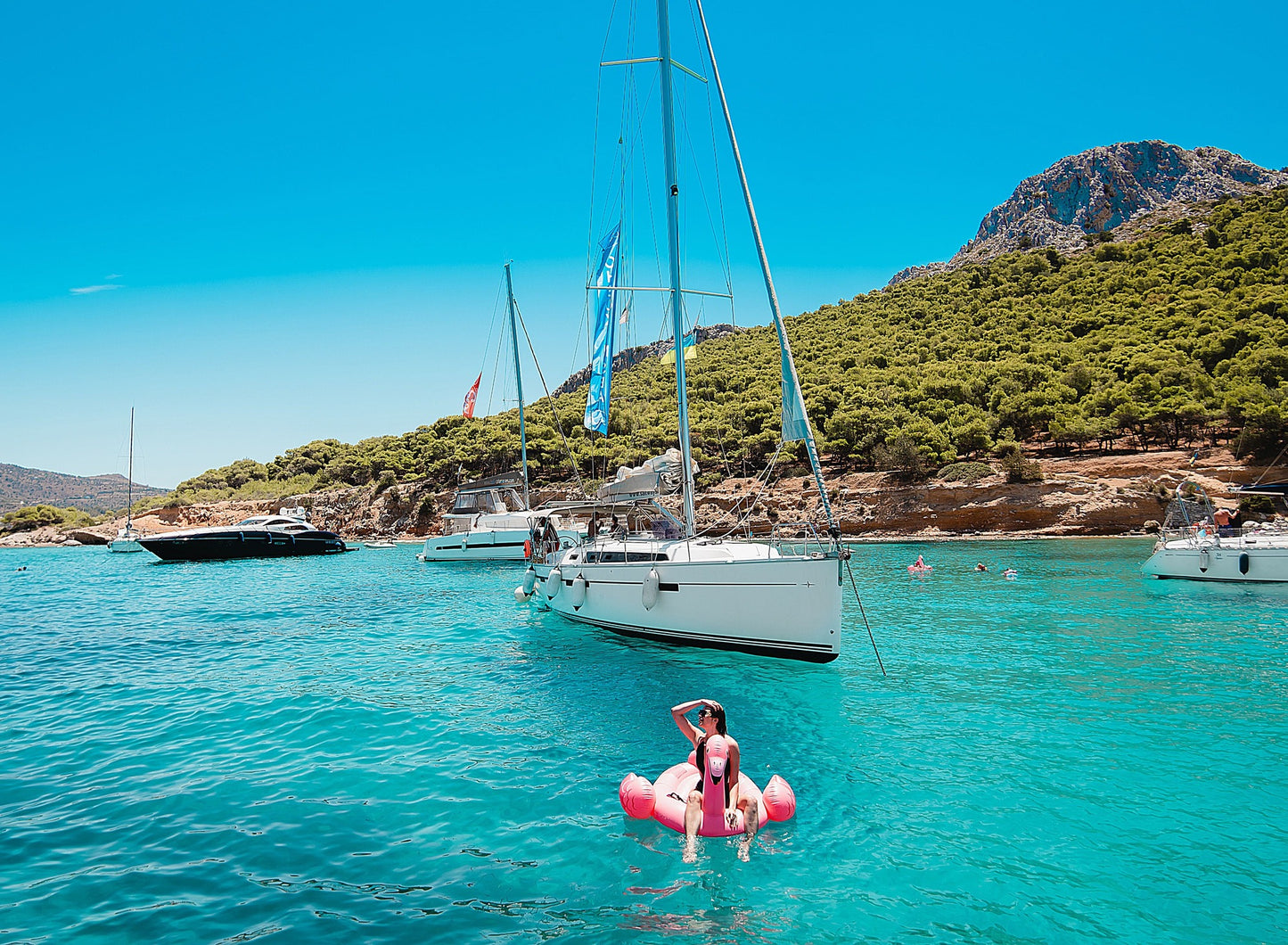 Sailing around Greek islands of Saronic Gulf