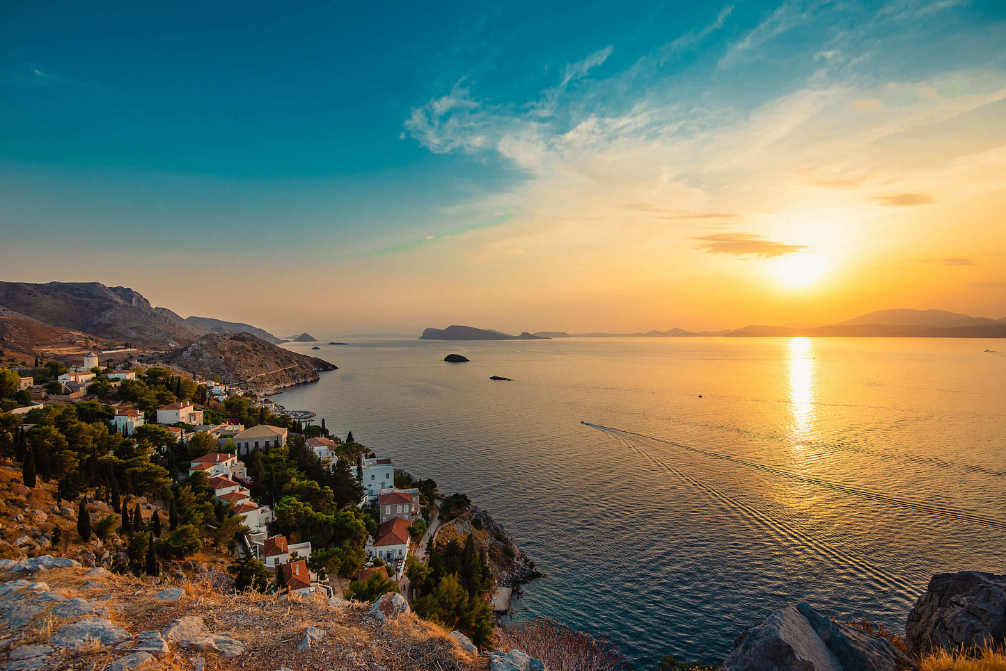 Sailing around Greek islands of Saronic Gulf