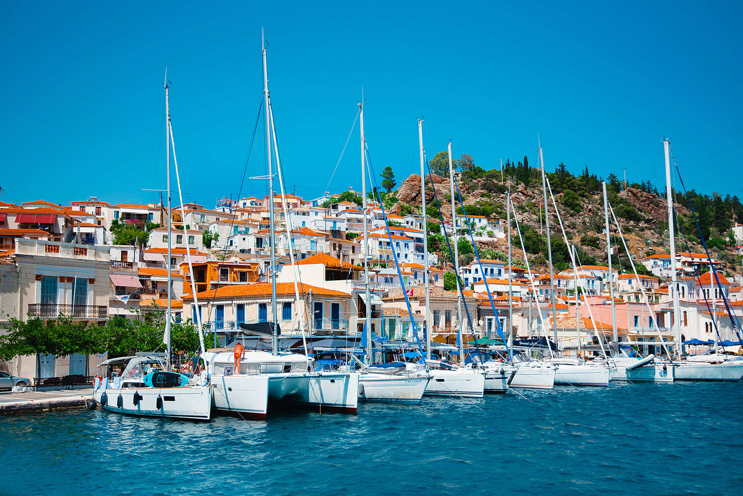 Sailing around Greek islands of Saronic Gulf
